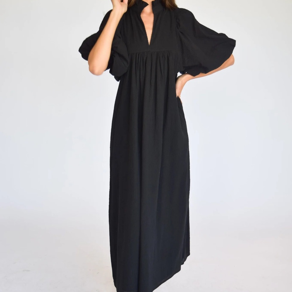 Never a Wallflower Black High Neck Midi Dress